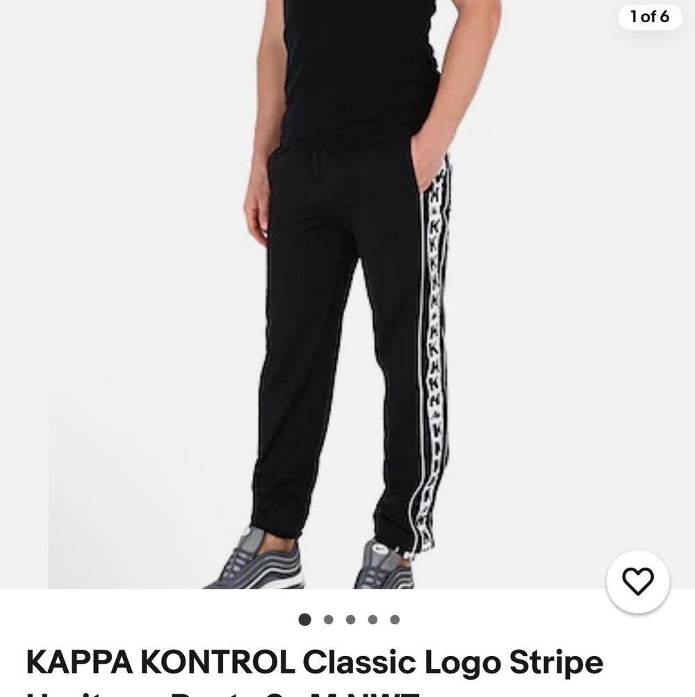 BNWT- Kappa Kontrol Classic Logo Stripe Heritage pants Sz-Medium.